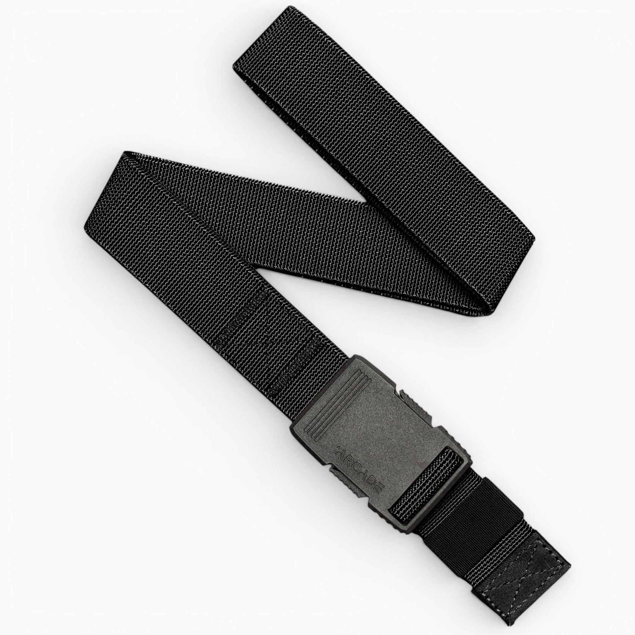 Arcade Hardware Slim Belt in Black — full belt with buckle